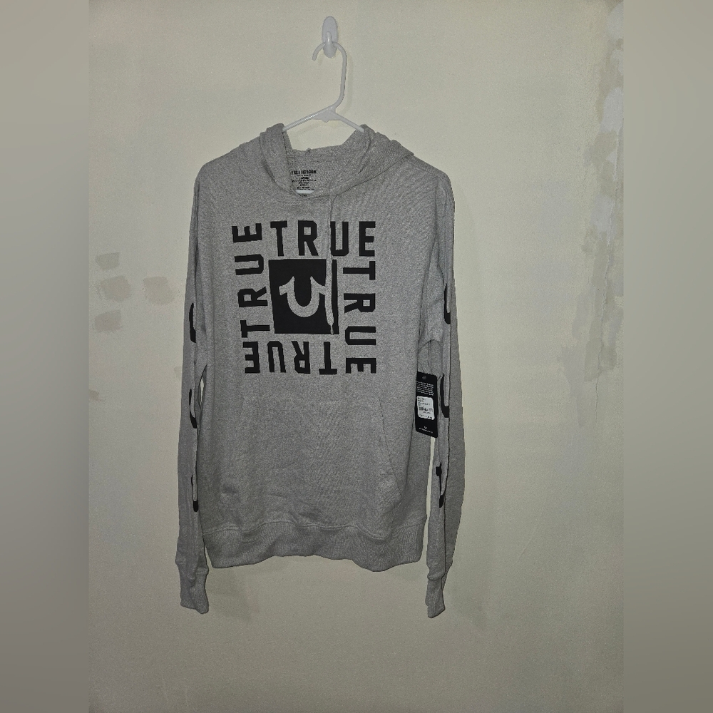 True Religion Hooded Sweatshirt Hoodie Men's Large Gray NWT'S